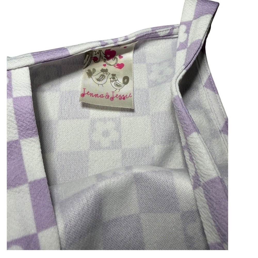 Jenna & Jessie Girls Purple Checkered Floral Overall Dress Size 10 - Picture 6 of 6